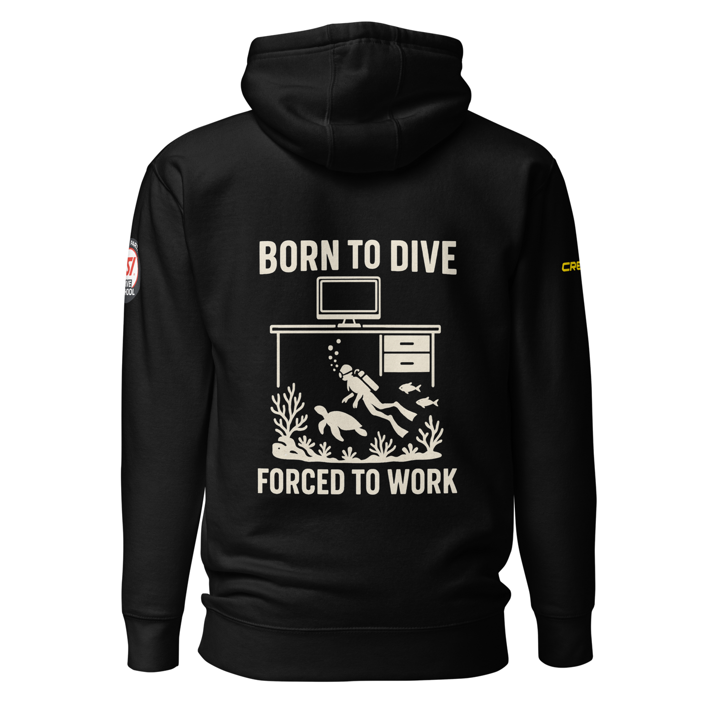 DP9 Diver – Hoodie "Born to dive, forced to Work"